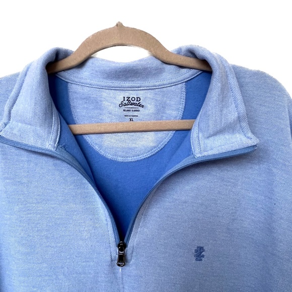 IZOD Saltwater Shirt Top Size XL Long Sleeve 1/4 Zip Pullover Pale Blue New NWT - Picture 2 of 9